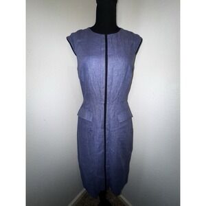 J Crew Dress Women's Linen Sheath Sleeveless Front Pockets Classic Dress Size 2‎